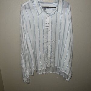 Urban Outfitters White Striped Button-Down Shirt